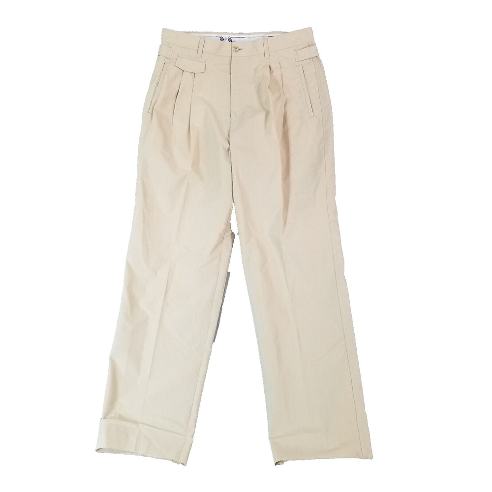IZOD Golf Pants Men 34x32 Beige Lightweight Cotton Blend Flat Front Straight